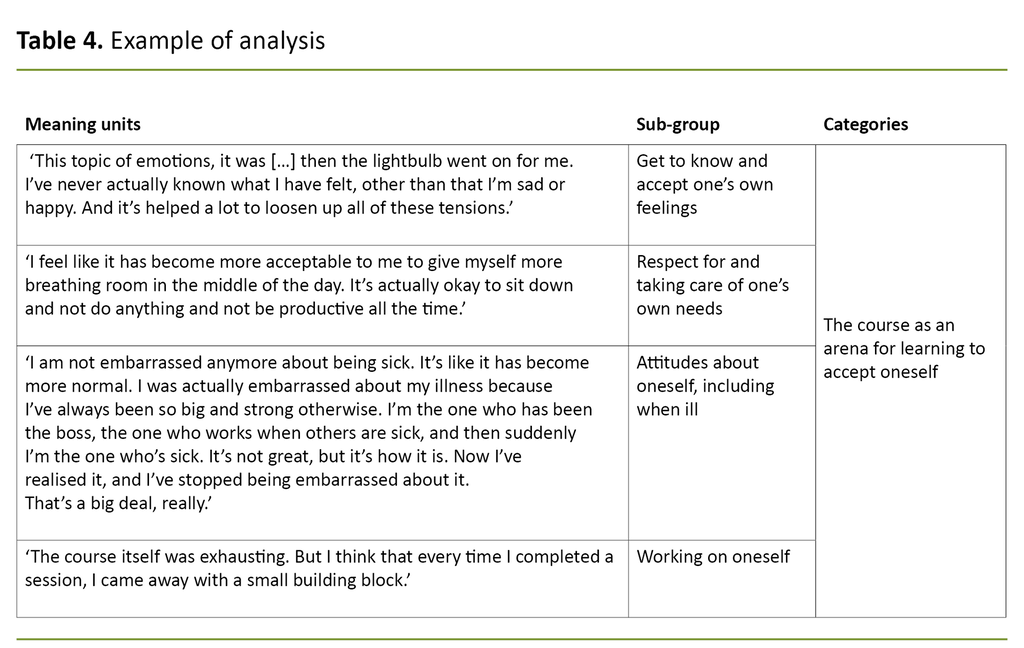 Table 4. Example of analysis
