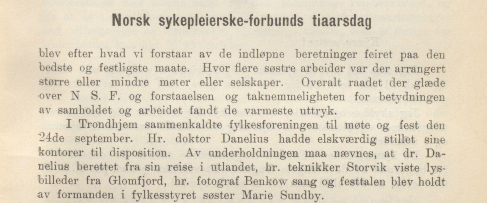Faksimile Sykepleien 1922