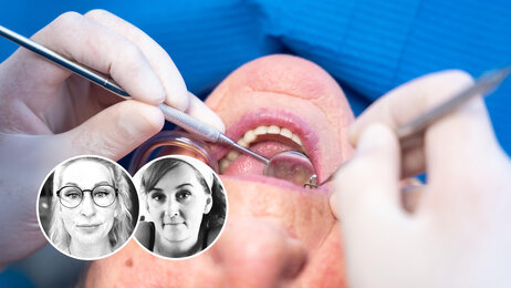 Bildet viser en som får tannpleie