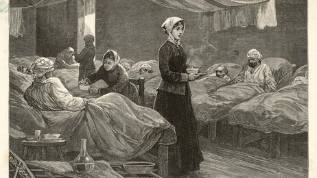 Bildet er et litografi av Florence Nightingale