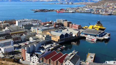 Bildet er et flyfoto av Hammerfest