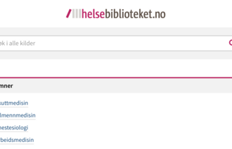 Bildet viser en skjermdump av hjemmesiden til Helsebiblioteket