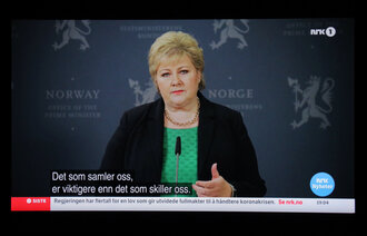 Statminister Erna Solberg på tv