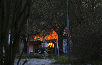 Bildet viser brannen i en barnehage på Ullevål sykehus sitt område