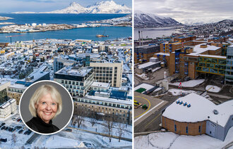 Bildet viser Norlandssykehuset i Bodø og Universitetssykehuset i Tromsø. 