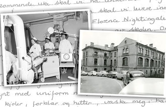 Bildet viser collage med gamle bilder og brev.