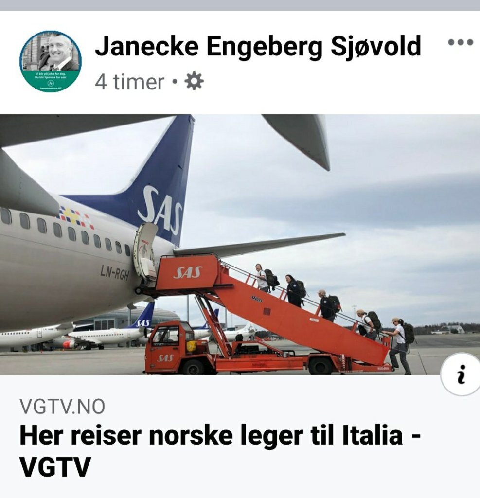 Bildet viser oppdatering fra Janecke Engeberg Sjøvold, med bilde fra VG.