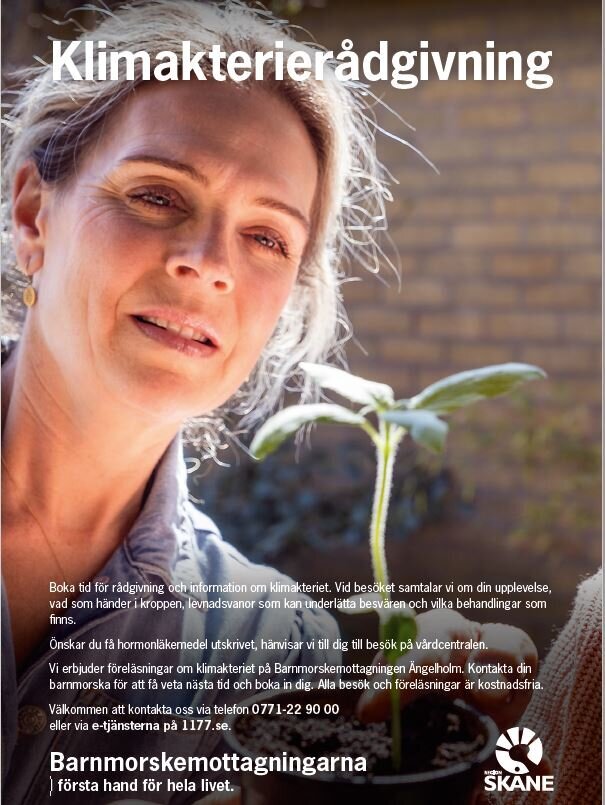 Bildet viser reklameplakat for klimakterierådgiving
