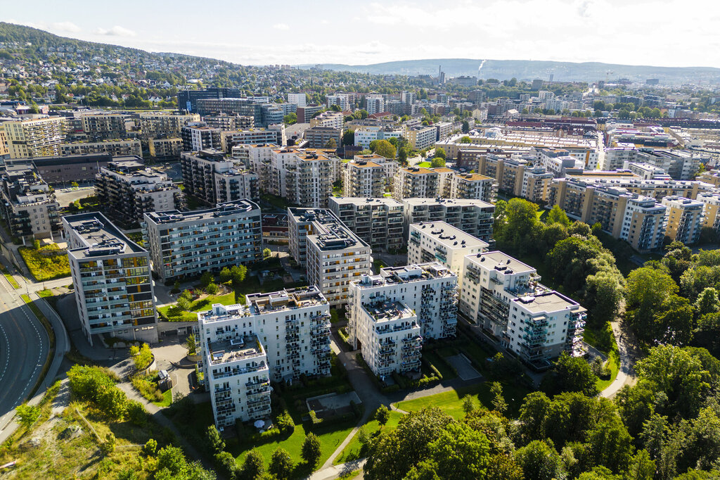 Dronebilde fra Nydalen i Oslo