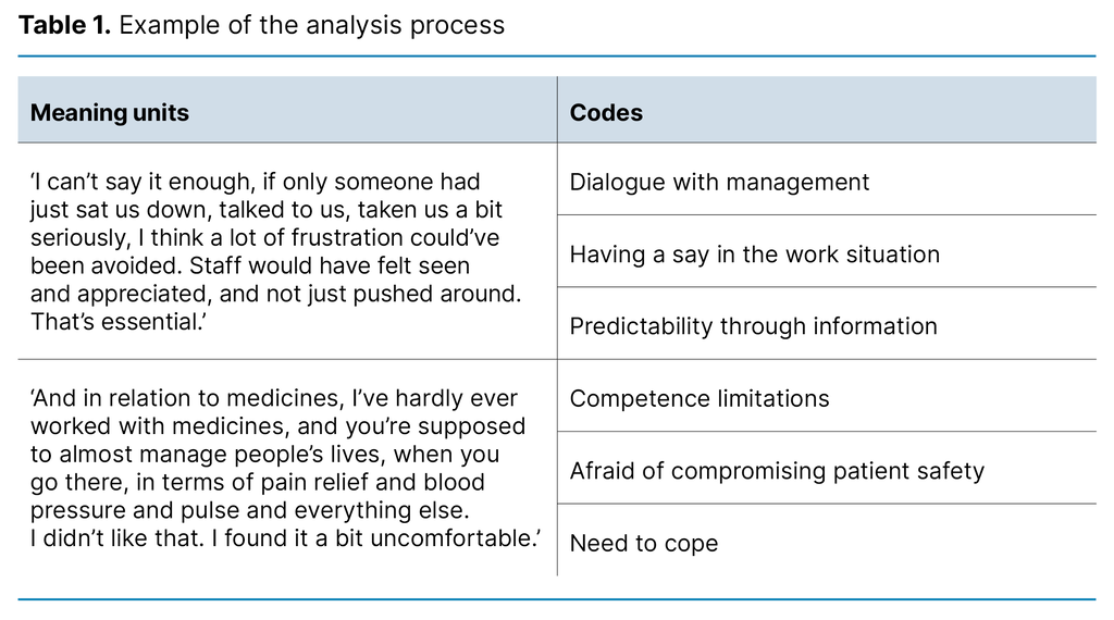 Table 1. Example of the analysis process 