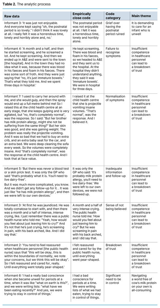 Table 2. The analytic process 