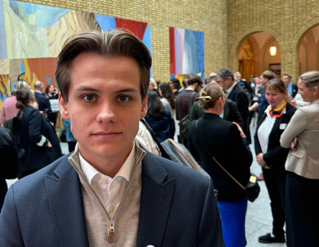 Bildet viser studentleder Kristoffer Andreas Haugen i NSF 