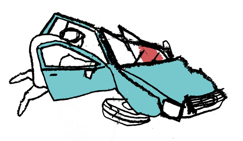 Illustrasjon av bilulykke