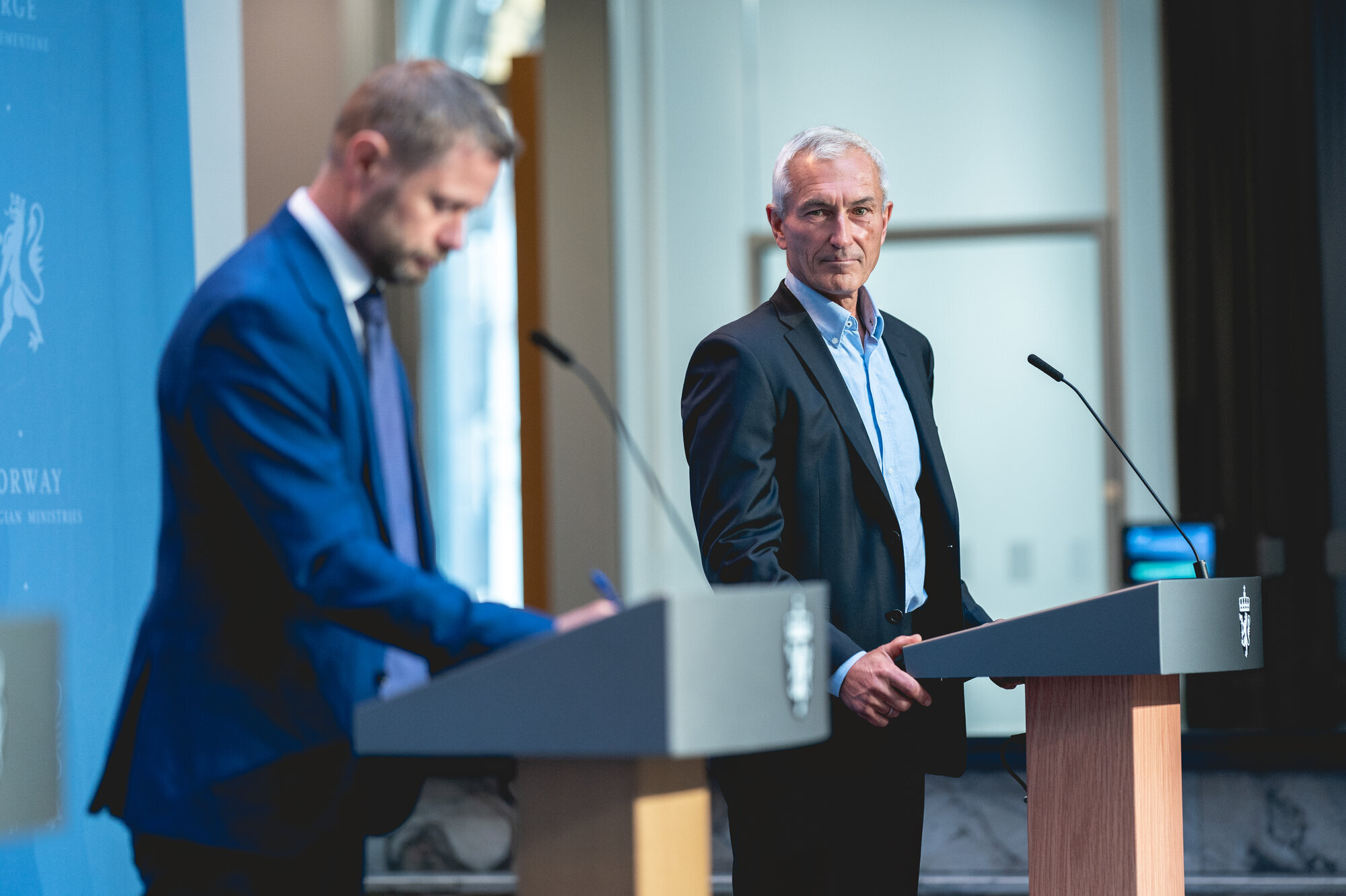 Helse- og omsorgsminister Bent Høie og departementsråd Bjørn-Inge Larsen i helse- og omsorgsdepartementet Helse- og omsorgsminister Bent Høie og departementsråd Bjørn-Inge Larsen i helse- og omsorgsdepartementet