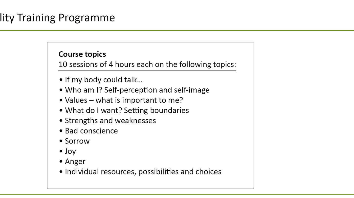 Table 1. Vitality Training Programme