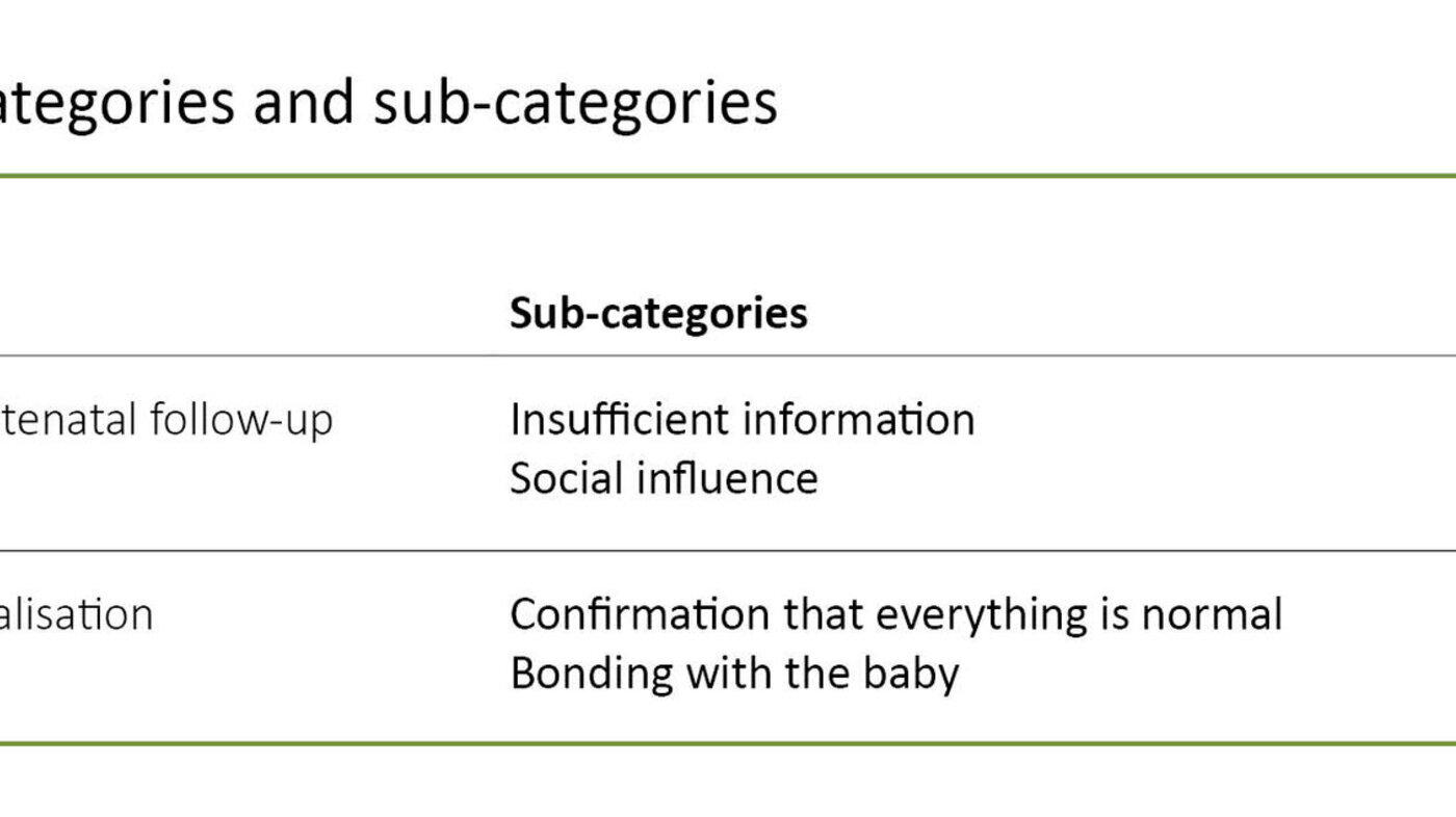 Table 3. Overview of categories and sub-categories