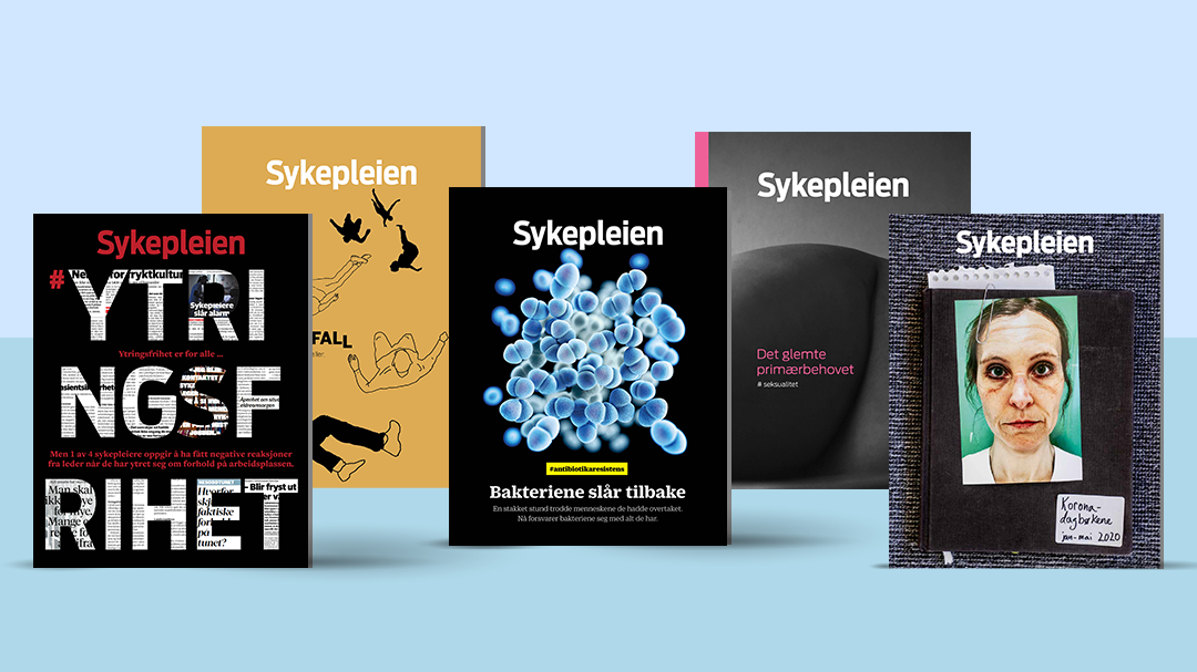 Forsider fra Sykepleiens temautgaver Bildet viser forsider fra Sykepleiens temautgaver