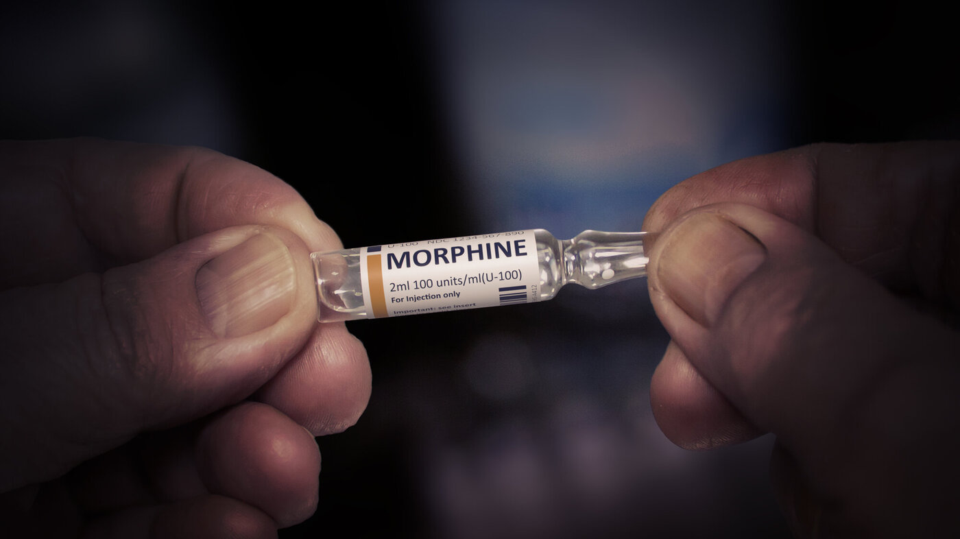 Bildet viser en morfinampulle