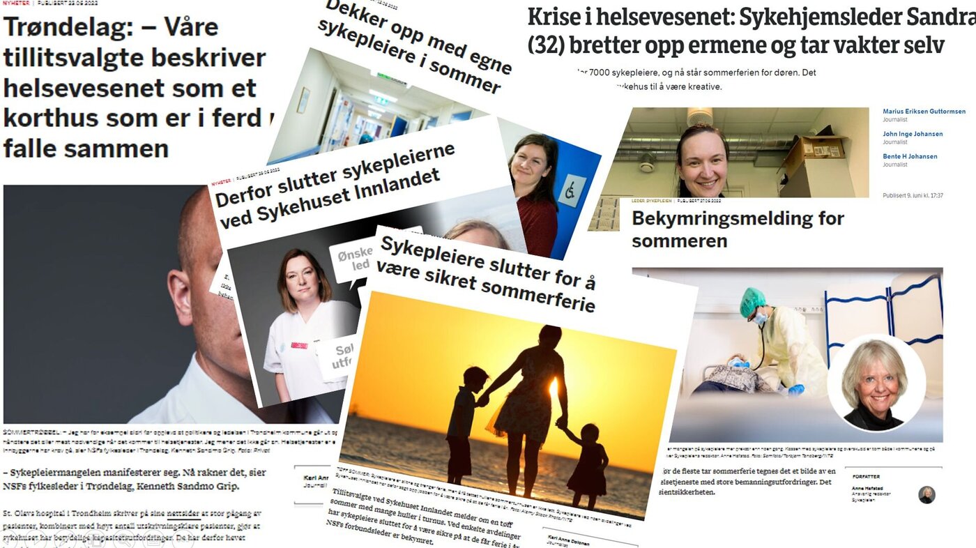 Diverse nyhetsoppslag om sommerbemanning Diverse nyhetsoppslag om sommerbemanning