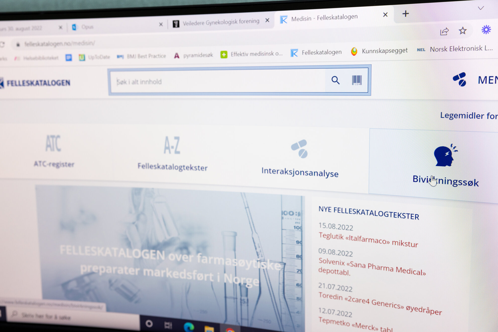 Nettside fra Felleskatalogen Bildet viser nettside fra Felleskatalogen