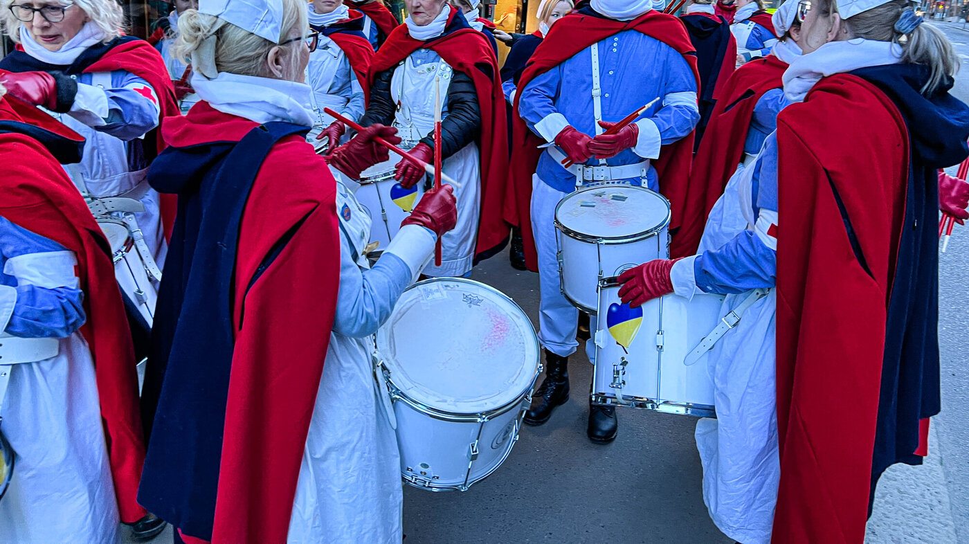 Trommekorpset Bildet viser trommekorpset som stiller opp.