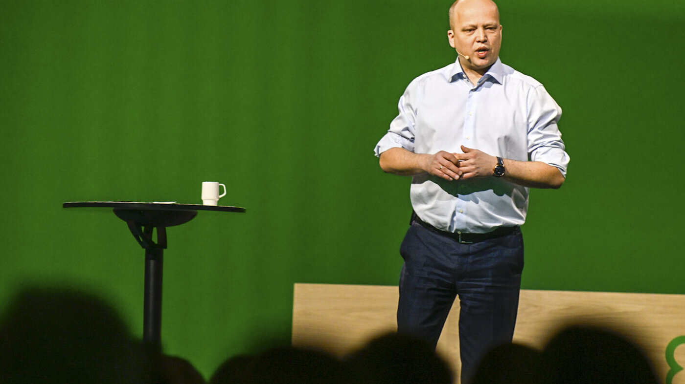 Trygve Slagsvold Vedum, Senterpartiet Bildet viser Trygve Slagsvold Vedum på talerstolen.