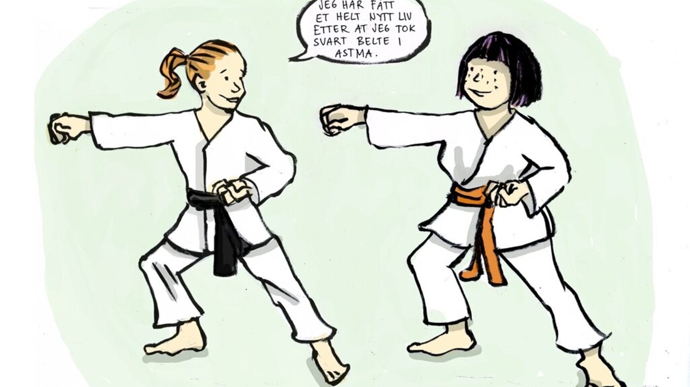 Jenter karate Tegning av to jenter i karatedrakter