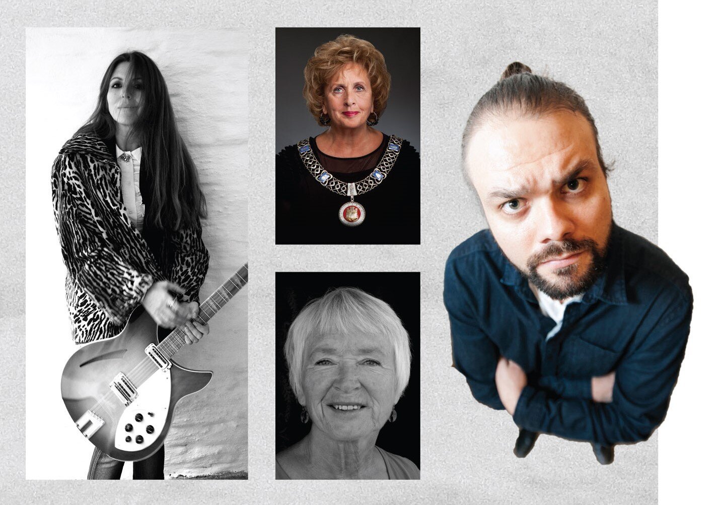 Alle er de kjent for noe annet enn at de er sykepleiere. En collage med bilder av Claudia Scott, Trude Drevland, Margaret Skjelbred og Lars Berrum.