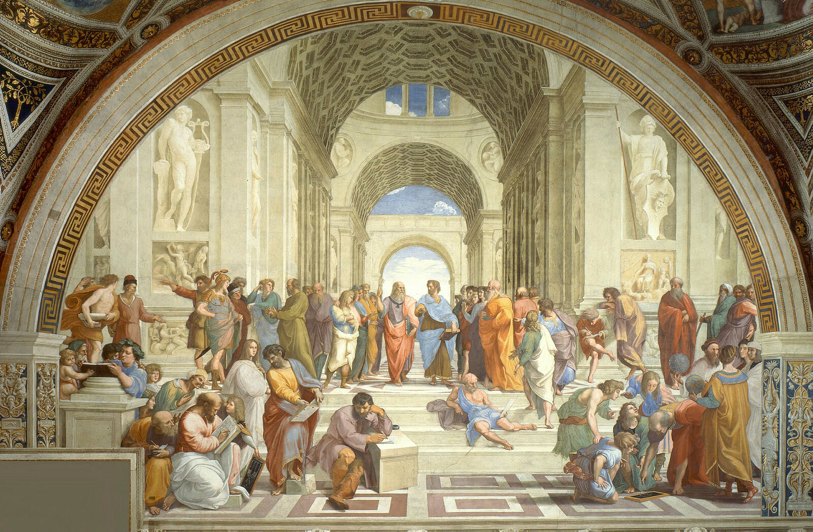 Skolen i Aten Bildet er Rafaels berømte maleri fra skolen i Aten, hvor Platon og Aristoteles sees sentralt i bildet