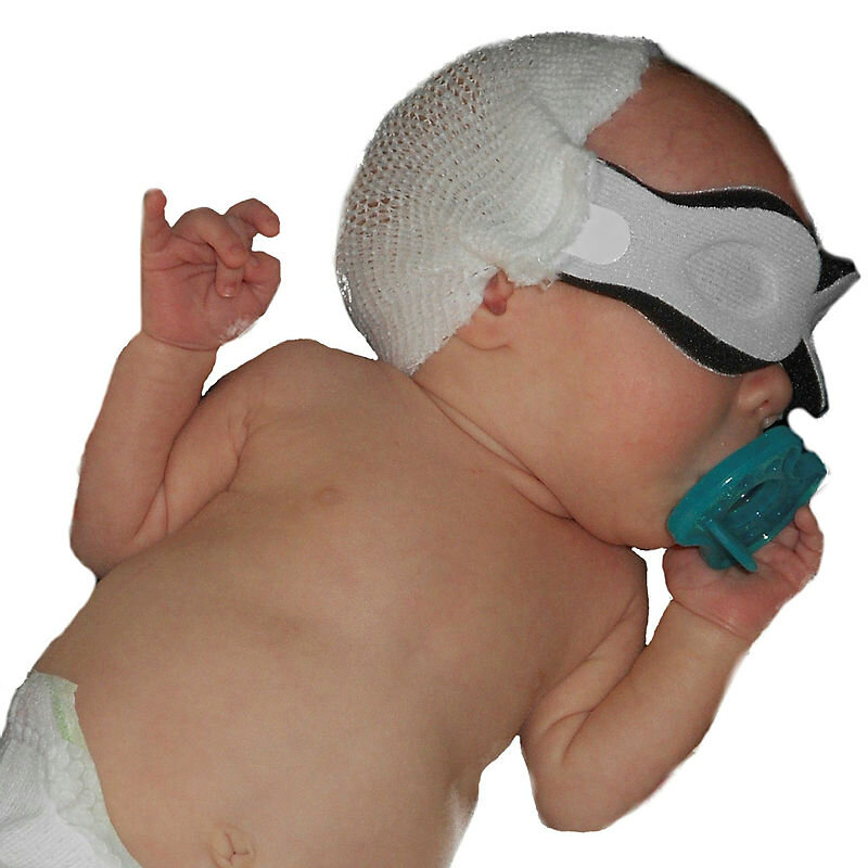 Bili-Bonnet Produktfoto av Bili-Bonnet til bruk på nyfødte med gulsott under lysterapi.