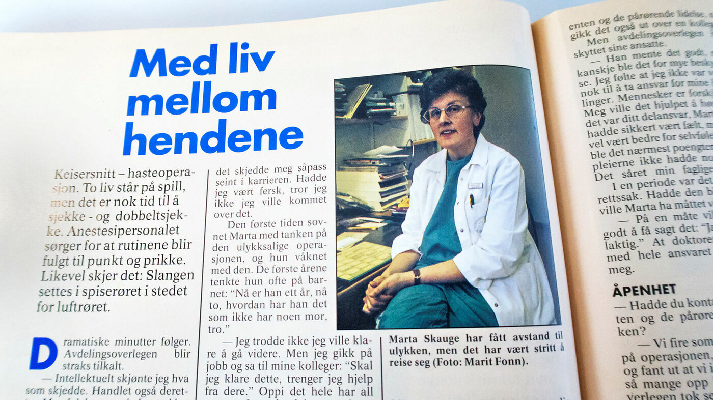 Faksimile: Marta Skauge, anestesisykepleier, Sykepleien 4/93