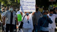 Meksikanske sykepleiere som protesterer
