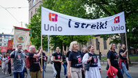 Bildet viser streikemarkering av Unio