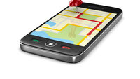 Bildet viser GPS-sporing, kart, mobiltelefon.