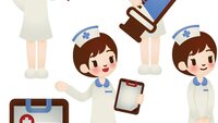 Illustrasjoner av sykepleier i forskjellige positurer