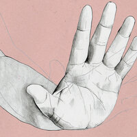 Illustrasjonen viser en hånd som både kan illustrere å si "stopp", men også å skulle ta på noen