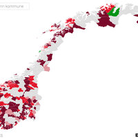 Bildet viser et kart over kommuner i Norge