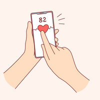 Illustrasjonen viser en mobil som viser et hjerte og tallet 82.